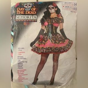 Day of Dead Señorita Costume Dress for Women M-L